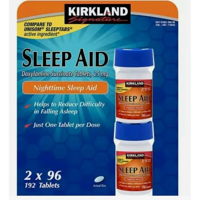 Sleep Aid Doxylamine Succinate 25 Mg - 192 Tablets Kirkland Signature