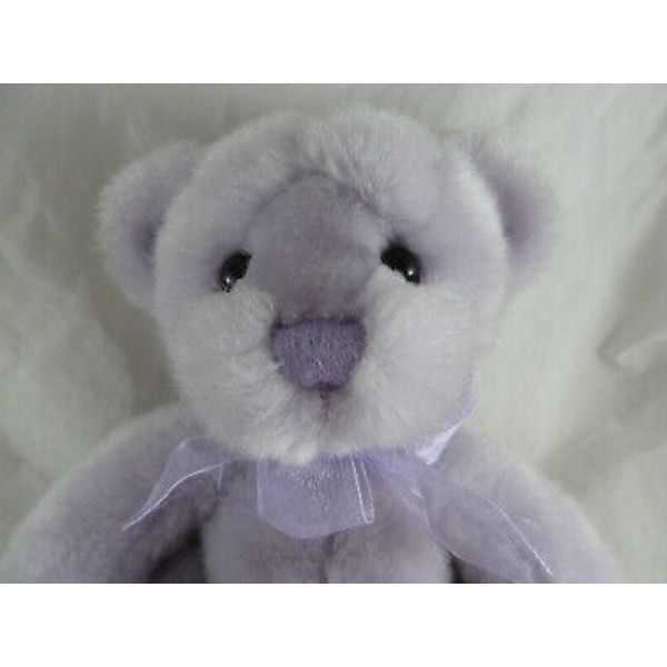 Purple Lavender Sherbet Teddy Bear Plush Vintage with silk bow 12"