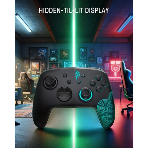 FUNLAB Firefly™ [Luminous Pattern] Switch Pro Controller Wireless Compatible with Nintendo Switch/OLED/Lite, Bluetooth Remote Gamepad with 7 LED Colors/NFC/Paddle/Turbo/Motion Control