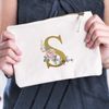 Herz & Heim® Rose Monogram and Name Cosmetic Bag, natural