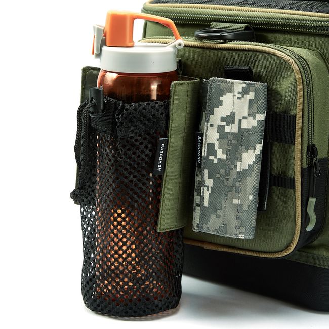 BASSDASH Water Bottle Pouch with Molle Straps Belt Clip Carabiner Foldable  Mesh Holder Bag for Travel