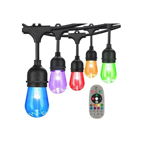 Color Changing Outdoor String Lights, RGB Cafe LED String Light with 30 96FT