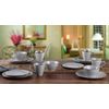 Elegant and Modern Stoneware Scroll Dinnerware Set for Parties - Gray, 16 Piece