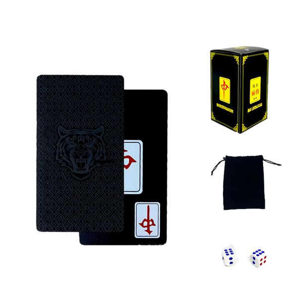 ENN LLC Mahjong Plastic Card Game with 2 Dice and Storage Bag