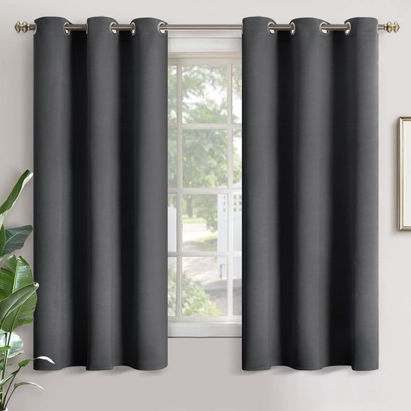 YoungsTex Blackout Curtains for Bedroom - Grommet Thermal Insulated Curtains Room Darkening Window Drapes for Living Room, 2 Panels, 42 x 63 Inch, Dark Grey