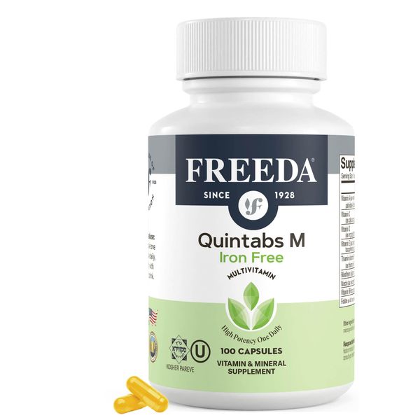 FREEDA Multivitamin – Quintabs-M Iron Free – Kosher Multi Vitamins Supplements for Women Health - Men’s Vitamins for Men Health - Multivitamins for Men & Women Adult Vitamins Multivitamin (100)