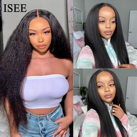 Wear And Go Glueless Human Hair Wig Pre Cut Yaki Straight Glueless