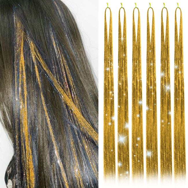 Hair Tinsel Kit, 47 Inch Hair Glitter Strands Fairy Hair Kit 12 Colors  Glitter
