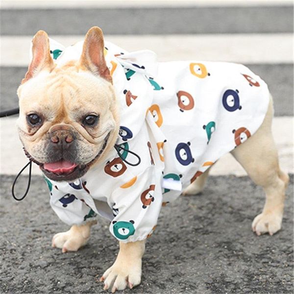 Puppy Paws Waterproof Raincoat - Bear Suit Style - White / S