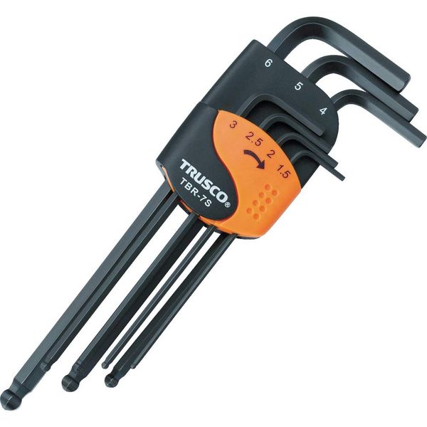 TRUSCO TBR-7S Ball Point Hex Key Set, Standard Type, 7 Piece Set