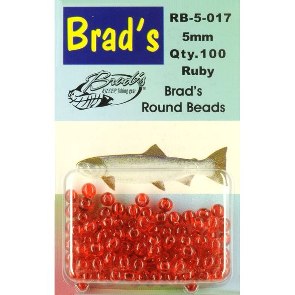 Brad's Round Beads - Ruby, 8mm, 60 pack