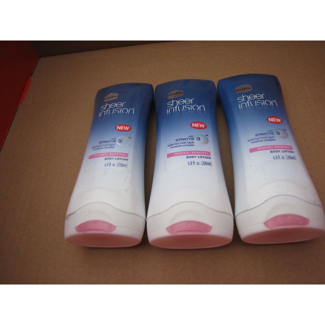 3 LOT OF VASELINE SHEER INFUSION MINERAL RENEWAL BODY LOTION 6.8 OZ EACH RARE