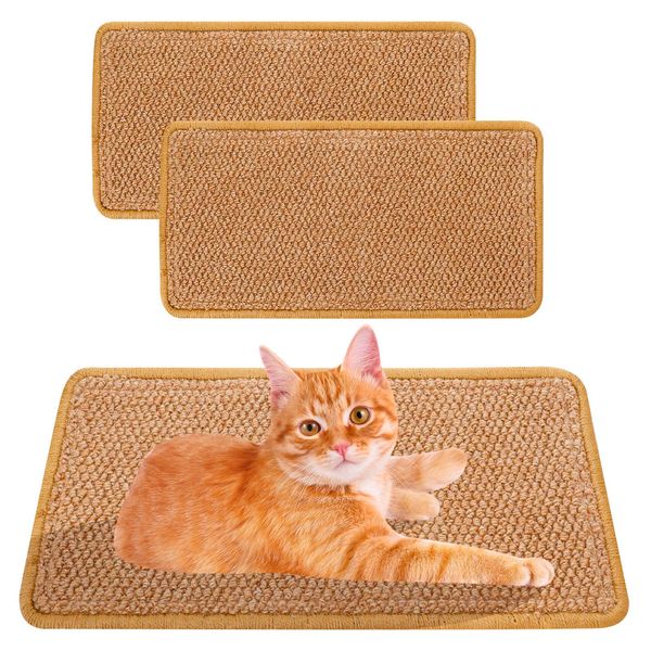 umorismo 2 Pcs Cat Scratcher Mat, Sisal Cat Scratching Pad Scratch Mat Cat Scratch Pad Rug with Adhesive Tape for Couch Carpets Sofas Rug(50 * 25 CM)