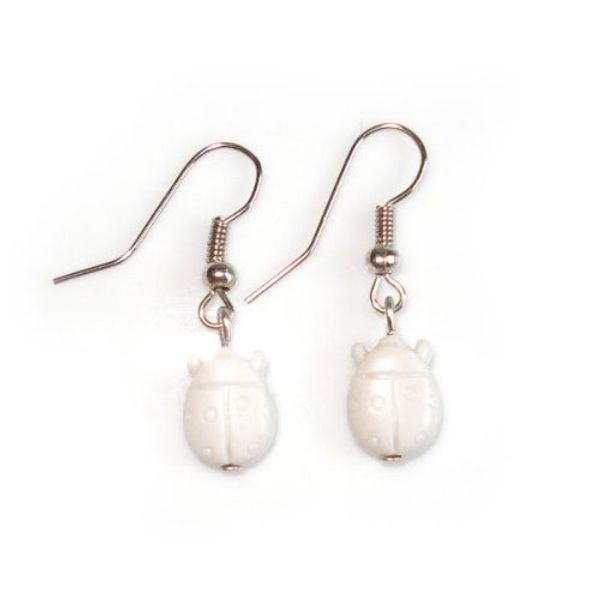 Idin Drop Earrings For Kids - White Ladybird