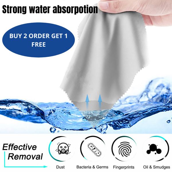 100PC Soft Microfiber Cleaner Cloth for Cleaning Camera Lens, Glasses + Phone  