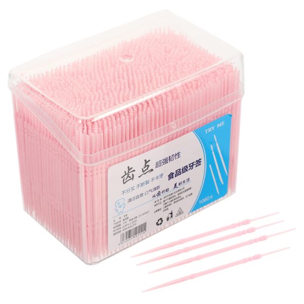 FOMIYES 1000pcs Disposable Toothpicks, Double- Head Plastic Toothpicks, Interdental Toothpick Floss Oral Care Floss for Men