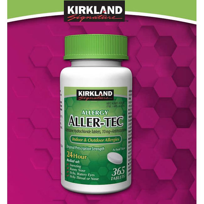 Kirkland Signature Aller-Tec Cetirizine HCL 10mg 365 Tablets Antihistamine