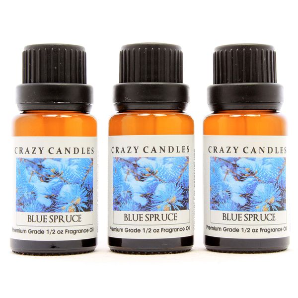 Blue Spruce (Made in USA) 3 Bottles 1/2 Fl Oz Each (15ml) Premium Grade Scented Fragrance Oil (Bluespruce an Excellent Christmas Tree Aroma)