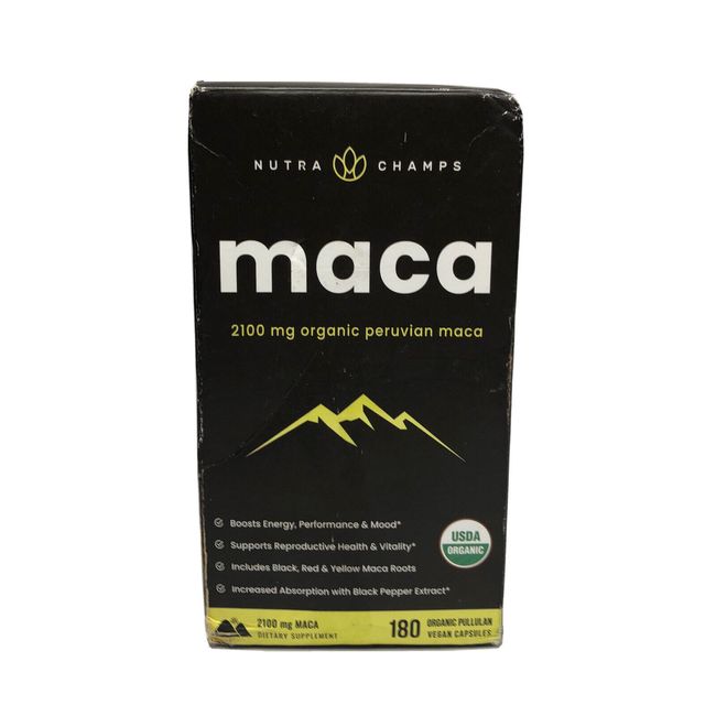 Nutra Champs maca 2100 mg Organic Peruvian Maca 180 Vegan Capsules New Sealed