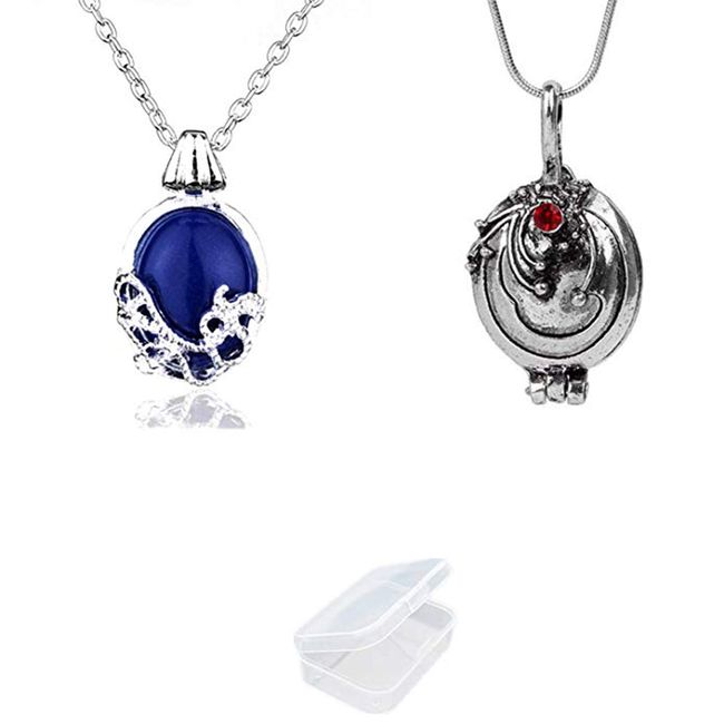 UoYu 2 Pcs The Vampire Diaries Elena Gilbert Opening Vervain Locket Pendant Necklace and Daywalking Katherine Necklace Pendant Charm Necklace-Royal Blue with Transparent Box