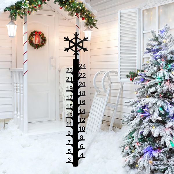 ZERUIDM Iron Art Snow Gauge Outdoor, 24 Inch Metal Snowflake Snow Measuring Stick, Winter Snowfall Snow Depth Measure Ruler Rod for Yard,Garden, Lawn Christmas Decoration Gift