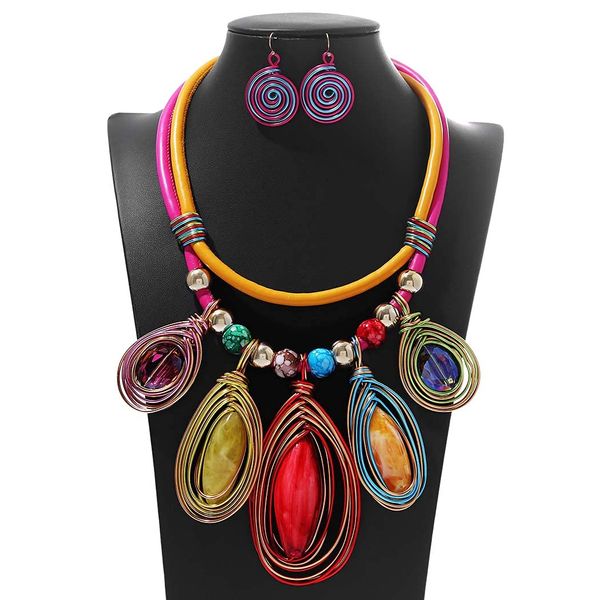 Barode African Statement Choker Necklaces Colorful Chunky Bib Collar Necklace Ethnic Indian Tribal Jewelry Set for Women (A)