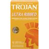 TROJAN Ultra Ribbed Premium Lubricated Condoms, 12 Count