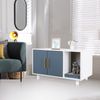 Modern Cat Hidden Litter Box Enclosure w/Cat Scratch Pad Storage Cabinet Decor