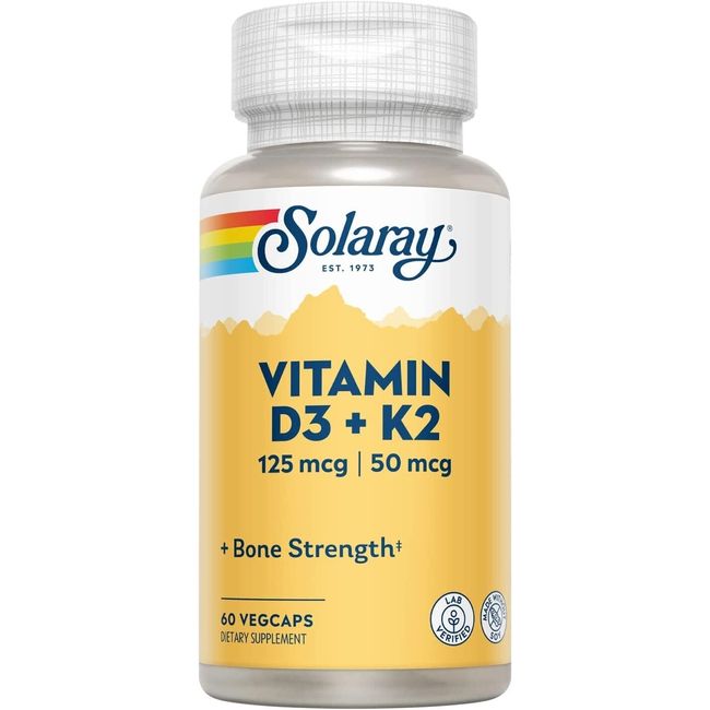 Solaray Vitamin D3 + K2 125 mcg | 50 mcg 60 Vegcaps