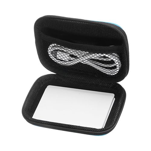 uxcell Protective Travel Case, Sky Blue Rectangle Small Hard EVA Games Case for Earphone, Cable, Card, Outdoor Gaming - Mesh Inner Pocket Durable Waterproof