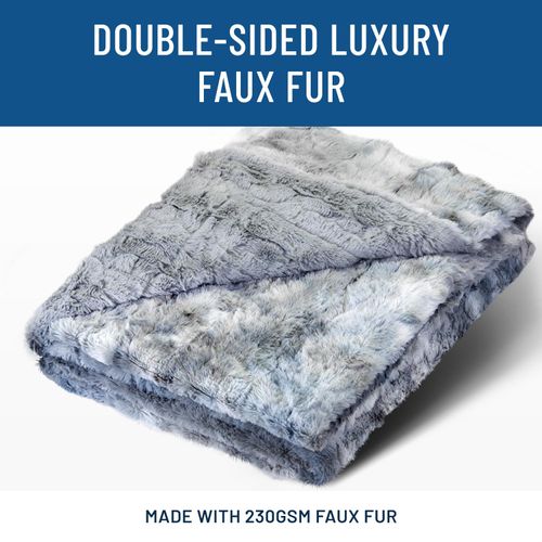 Everlasting Comfort Arctic Blue Faux Fur Throw Blanket for Couch - 50x65 inches - Minky Fuzzy Furry Fluffy Blankets and Throws for Couch, Bed & Sofa