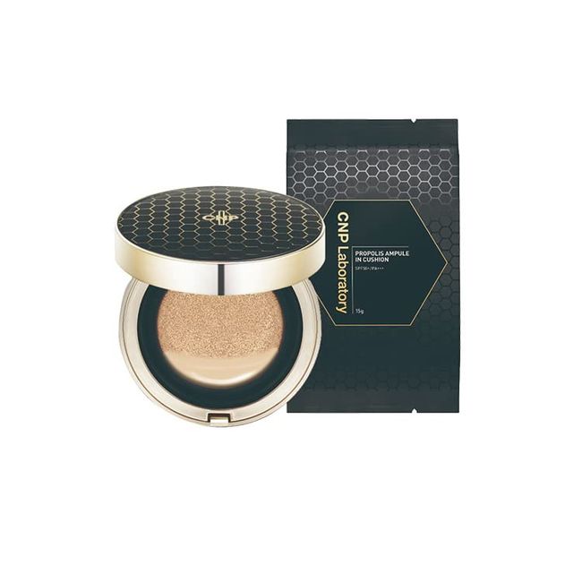 CNP Official Propolis Ample In Cushion Foundation #21 Light Beige 0.5 oz (15 g) + Refill 0.5 oz (15 g) SPF50 + PA+++