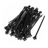 100 x Black Push Mount Winged Cable Ties 200mm x 4.8mm Car Chassis Fixing Base