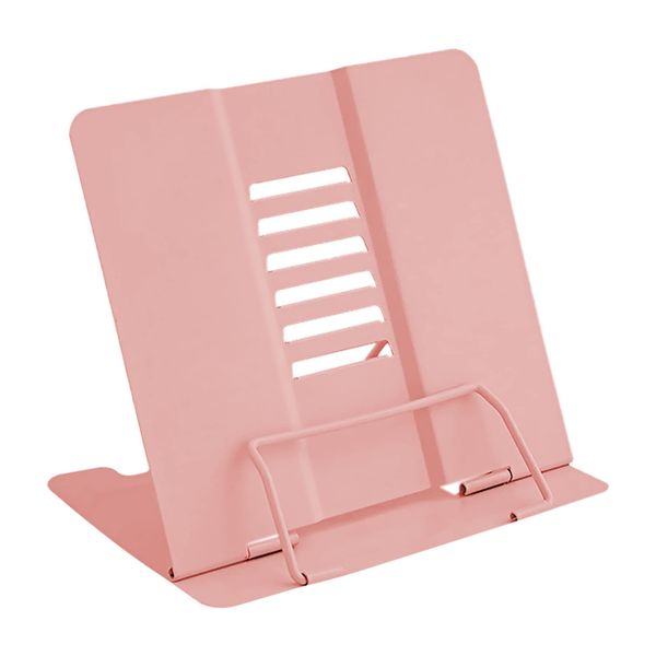 Geoyien Book Stand, Book Holder, Book Stands for Reading, Multifunctional Metal Reading Rack, Adjustable Angle, Correct Sitting Posture and Reduce Fatigue, for Office School Library Home (Pink)