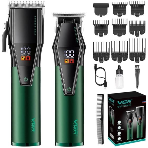 VGR Men&#39;s Professional Hair Clipper Barbershop and Trimmer Set Corded/Cordless Cutting Kit with LED Display Hot Item It