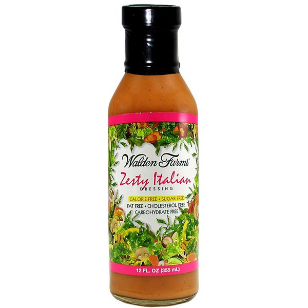 Walden Farms Zesty Italian Dressing 12 oz. Bottle - Sweet & Tangy, 0g Net Carbs Condiment, Kosher Certified - Great on Salads, Grilled Favorites, Marinade, Pizza, Vegetables and Many More