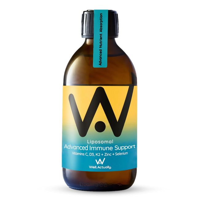 WELL ACTUALLY Liposomal Advanced Immune Support - Vitamin C, D3 & K2 + Zinc & Selenium - High Absorption Powerful Liquid Vitamin C Supplement for Immunity & Energy - Vegan (300ml - 30 Servings)