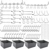 FRIMOONY Pegboard Hooks Assortment with Pegboard Bins, Peg Locks, for Organizing Various Tools, 80 Piece