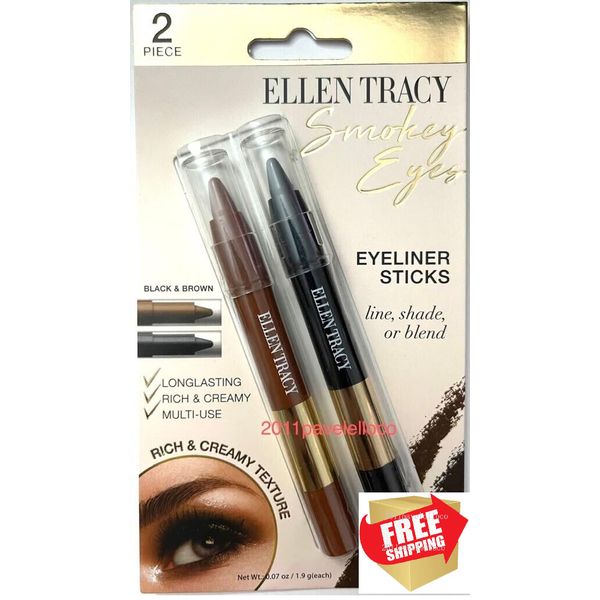 ELLEN TRACY ~ 2 EYELINER STICKS * Black & Brown * Smokey Eyes * LONG LASTING