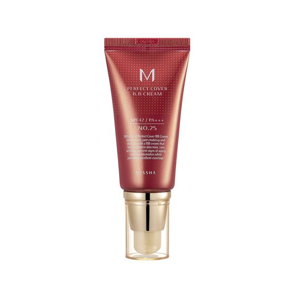 MISSHA M Perfect BB Cream No.25 Warm beige for light/medium with neutral skin tone SPF 42 PA +++ / 1.69 Fl Oz - Tinted Moisturizer for face with SPF