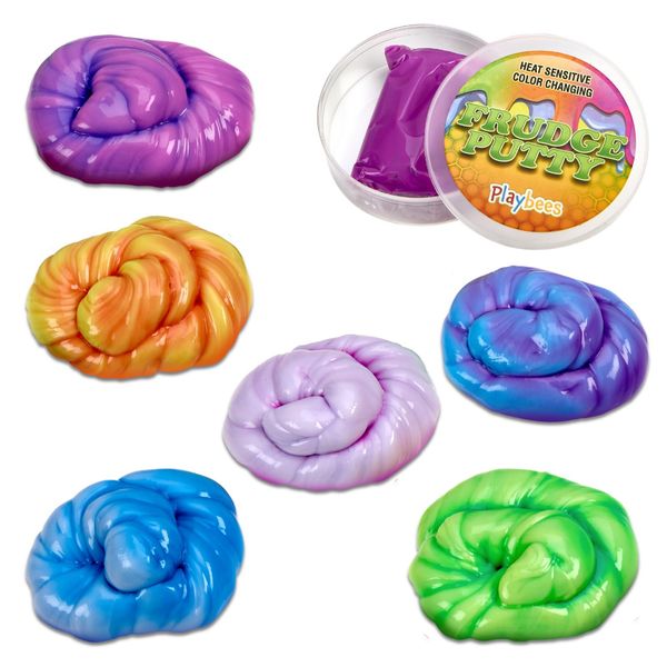 Frudge Putty - 6 Pack - Heat Sensitive - Color Changing 0.5 Oz Mini Slime Putty