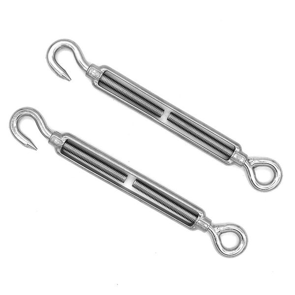 Pack of 2 NUZAMAS M12 Hooks & Eyes, C-O Turnbuckle, 304 Stainless Steel, Wire Rope Tension Heavy Duty Hardware Kit for Sun Shades, Tent Awning Installation, Rust Proof