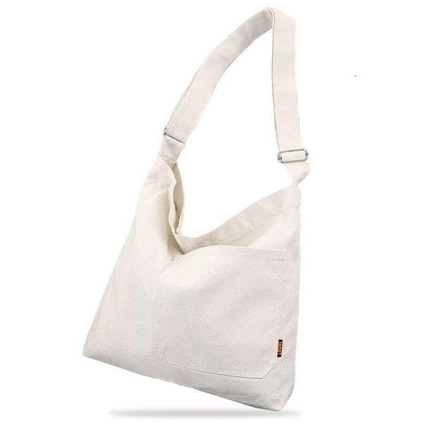 RUMIERE Tote Bag, Canvas, Shoulder Bag, Large Capacity, For Work or School, Crossbody Wear, Women's, Men's, white b