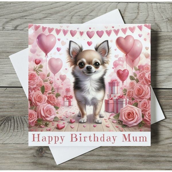 Personalised Pet Chihuahua Happy Birthday Card DOG MUM / NAN / GRAN / ANY NAME