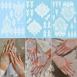 Xmasir 12 Large Sheets Henna Tattoo Stencil Kit