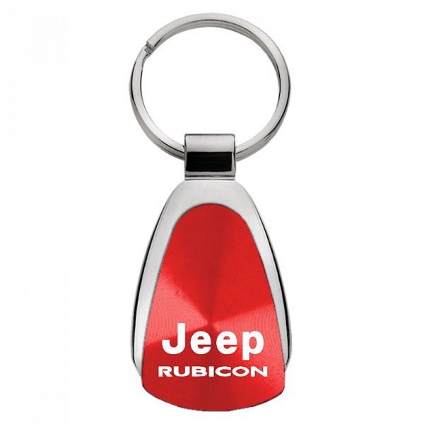 Jeep Rubicon Red Teardrop Authentic Logo Key Chain Fob Ring Official Licensed