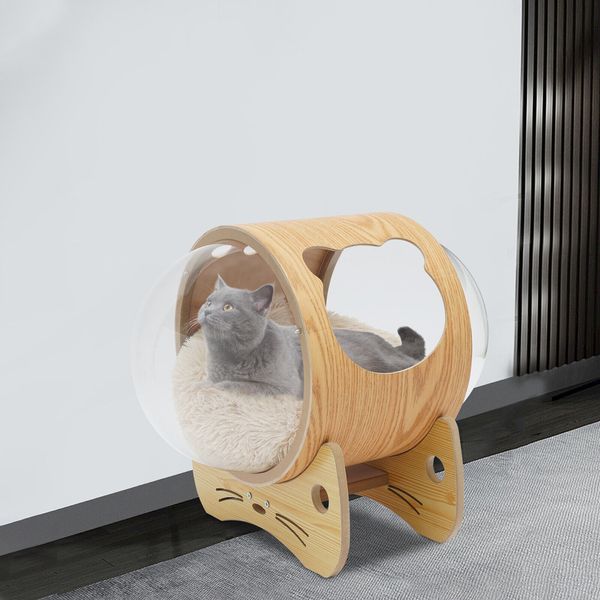 Breathable Luxury Pet Furniture Wooden Cat Bed Cage Capsule House Indoor