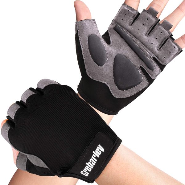 Grebarley Weight Lifting Gloves,Training Gloves for Crossfit, Exercise, Cycling, Gym, Training, Breathable & Snug fit, for Men & Women (Dark gray, XL)