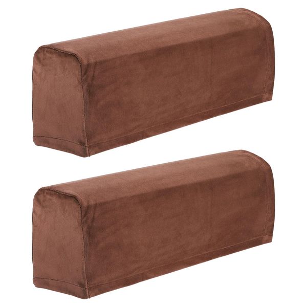 sourcing map 2 Pcs Sofa Armrest Covers Stretch Couch Armrest Cover for Chairs Sofas Couch Arm, Scratch-Resistant Sofa Arm Cover, Coffee