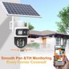 2PCS Solar 4MP Wireless Security Camera WIFI 2-Way Audio Dual-Lens PTZ Camera
